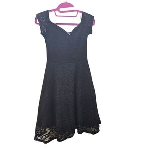 Black Asymmetrical A-Line Cocktail Dress with Sweetheart Neckline